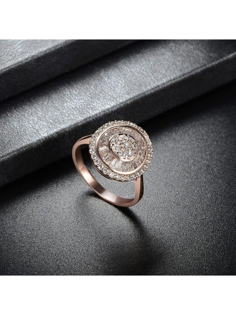 Rose Gold Ring With Cubic Zirconia - Picture 4 of 5